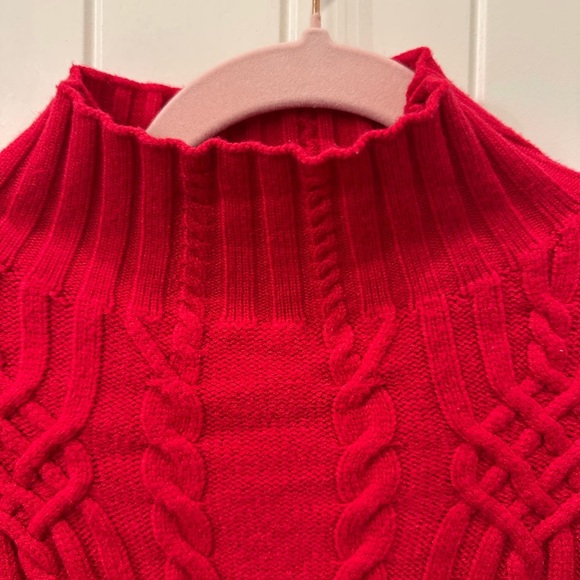 Red Cable Knit Women's Stretchy Sweater L - Picture 2 of 3